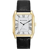 Miykon Vintage Watches for Men – Classic Tank Square Analog Watch with Genuine Leather Wrist Strap, Mens Dress Watches – Japanese Quartz, Waterproof to 100ft