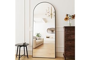 ZMYCZ Full Length Mirror, 70"x26" Mirror Full length, Floor Standing Mirror Hanging or Leaning, Body Mirror with Stand, Extra Large Wall Mirror, Arch-Top Mirror with Aluminum Frame for Bedroom (Black)