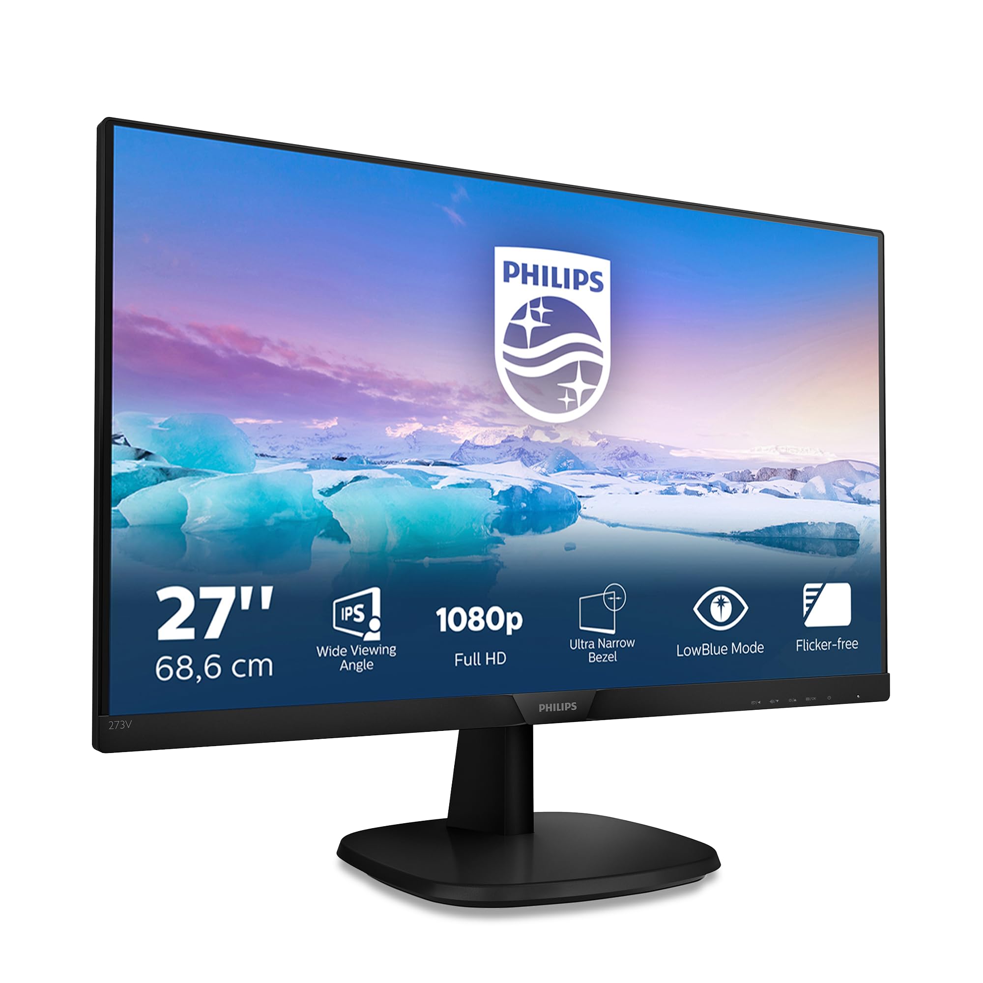 Philips 273V7QDSB - 27 Inch FHD Monitor, 75Hz, 4ms, IPS, Flickerfree, Smart Image, Narrow Border, LowBlue mode (1920 x 1080, 250 cd/m², HDMI/VGA/DVI)