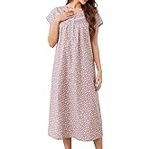 IZZY + TOBY Cotton Nightgowns for Women Long Lightweight Short Sleeves Ladies Soft Nightdress Pajamas