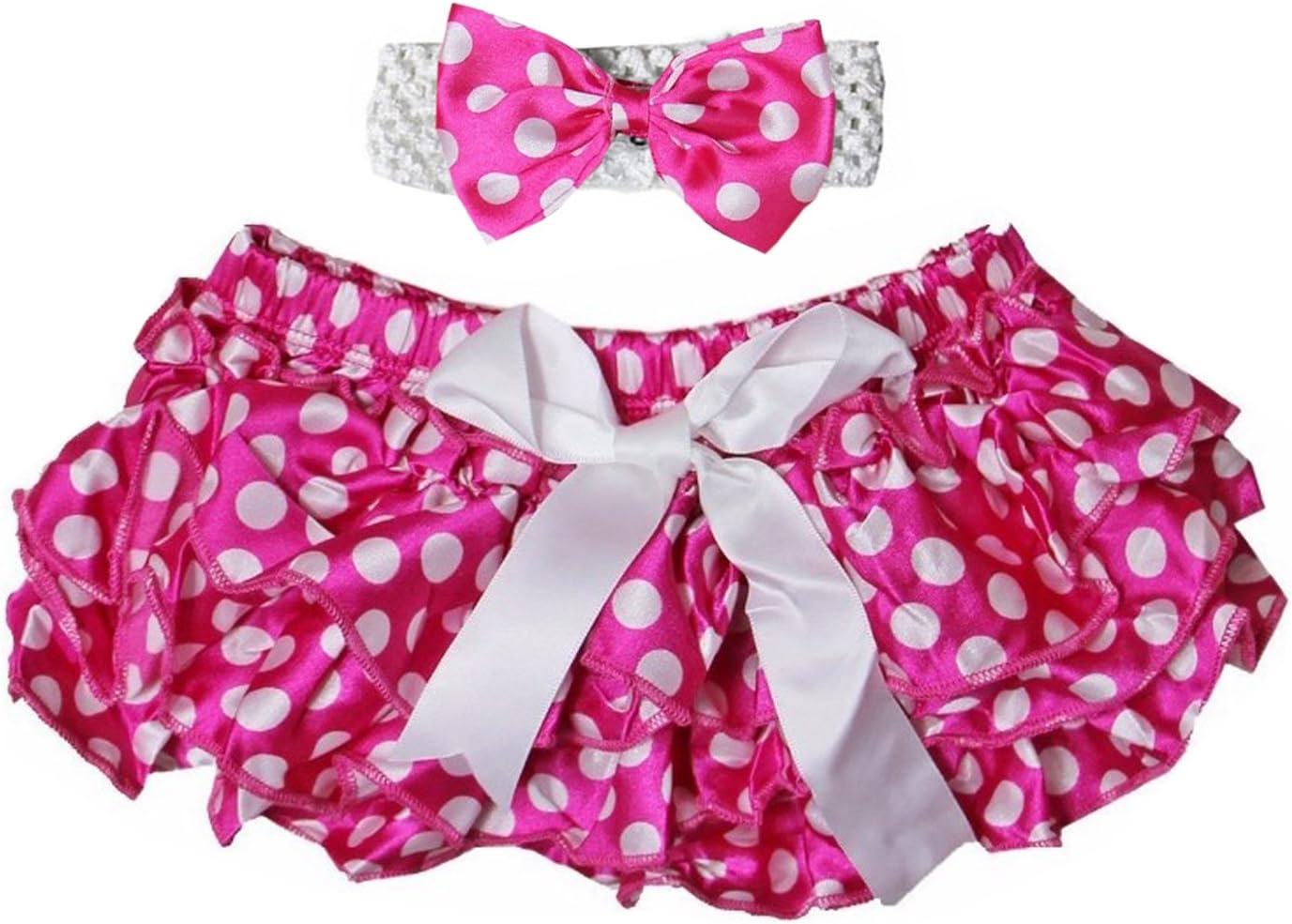 Kirei Sui Baby Polka Dots Bloomers & Headband Set Hot Pink