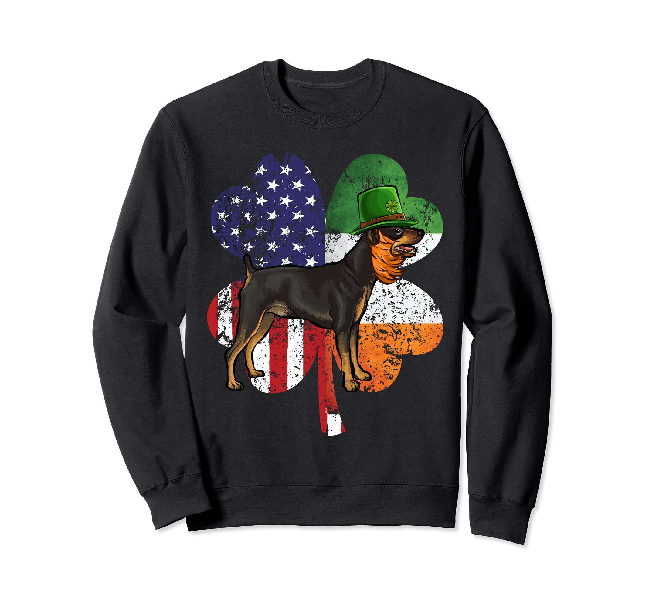 St Patricks Day Irish American Flag Miniature Pinscher Dog Sweatshirt