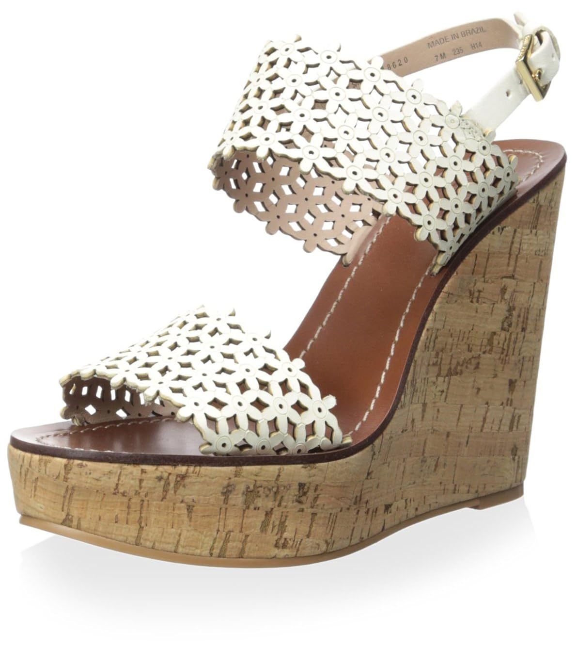 Buy Tory Burch Women's Perforated Wedge Sandal, Ivory, 36 M EU/6 M US