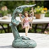 Suyorpe Garden Flower Fairy Outdoor Statue Decor Funny Swing Fairy Ornaments Figurines for Patio Lawn Yard Porch Outside Garden Gifts,9.05 Inches Tall ﻿ ﻿ ﻿
