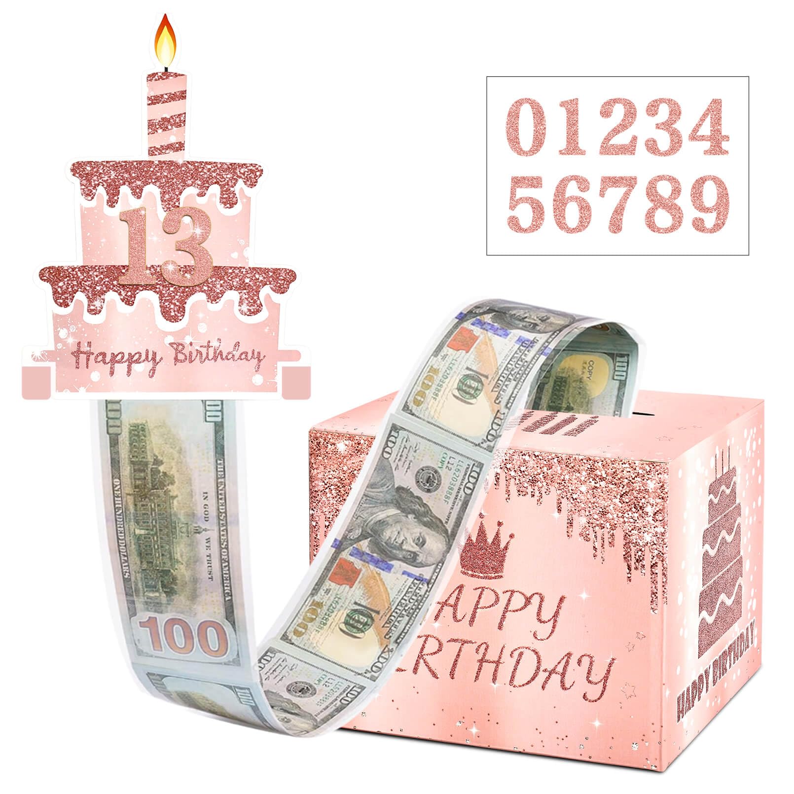 TOYEISHI Birthday Money Pull Box for Cash Gift with DIY Self-Adhesive ...