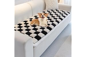 LUCKY MONET Dog Couch Cover Protector Washable Non Slip Sofa Cover for 3 Cushion Couch Sofa Pet Friendly, Thick Fuzzy Dog Bed Mat for Couch (27.6x59.06in, Black)