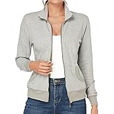 J.Corrine Women's Zip up Sweatshirts Jacket Stand Collar Long Sleeve Athletic Running Track Jacket with Pockets