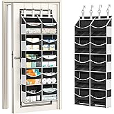 Aokeyee 5 Tiers Over the Door Storage Organizer, Behind Door Storage for Baby Nursery, 80lb Capacity Door Hanging Organizer with 10 Compartments & 10 Mesh Pockets for Closet, Bedroom, Bathroom, Toys