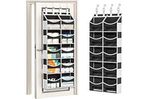 Aokeyee Over the Door Storage Organizer - 5 Tiers Behind Door Storage with 10 Compartments & 10 Mesh Pockets, 80lb Capacity Door Hanging Organizer for Closet, Bedroom, Bathroom, Pantry, Nursery, Toys