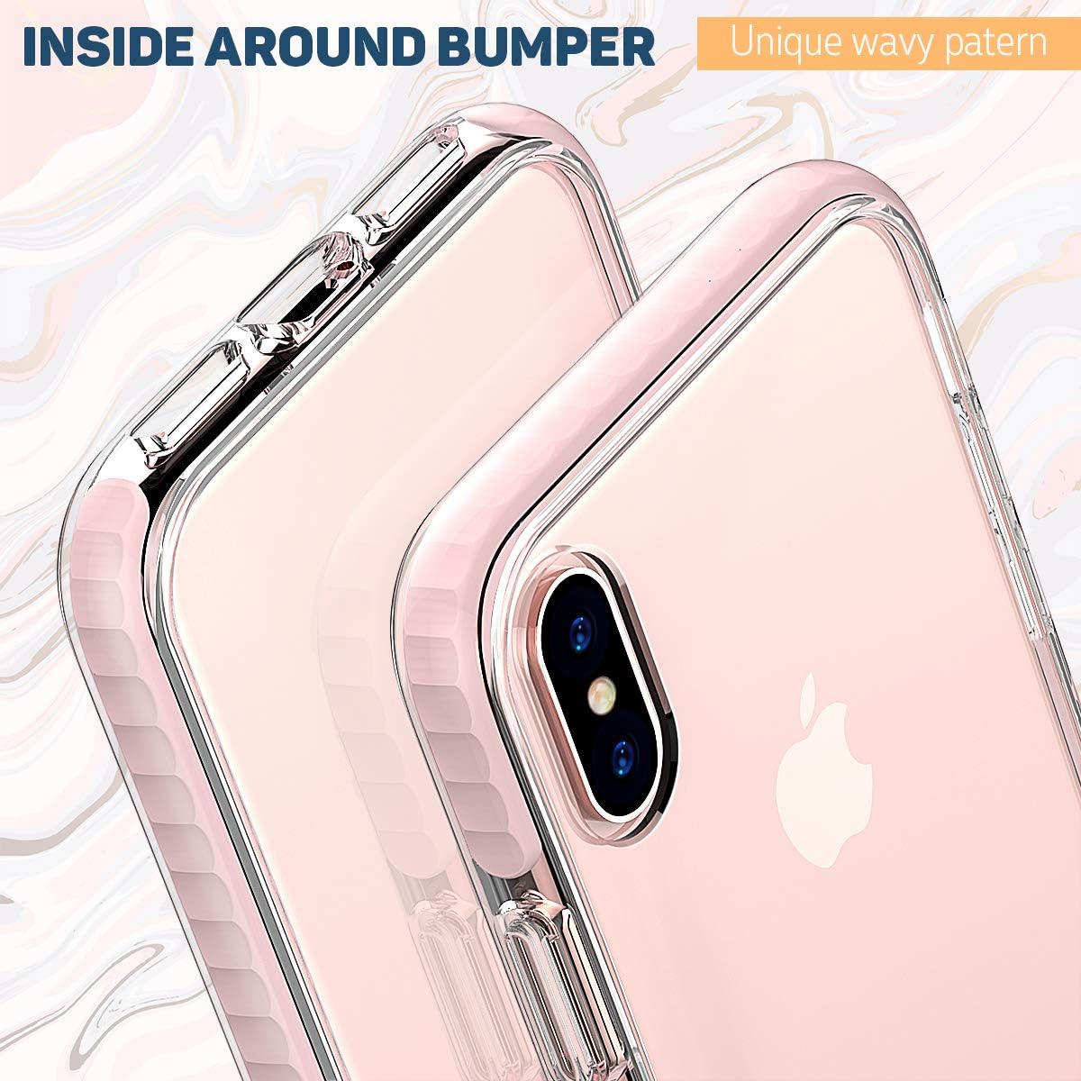 MATEPROX iPhone Xs Max Case Clear Thin Slim Anti-Yellow Anti-Slippery Anti-Scratches Shockproof Bumper Cover Protective Case for iPhone Xs Max 6.5''(Pink)
