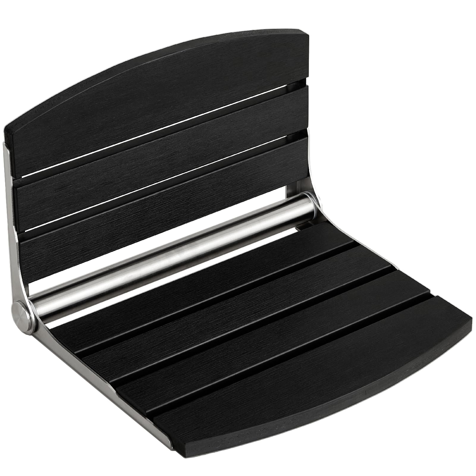 View 1 of 17.5" Wall Mounted Shower Seat, Fold Down Shower Seat Wall Mounted, HDPS Foldable Shower Seat, Folding Shower Seat Attached to Wall, for Inside Shower, Home Care(Black)