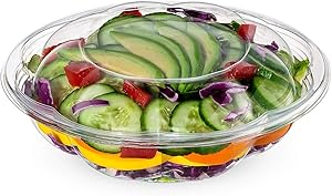 [50 Sets] 18 oz. Plastic Salad Bowls To Go With Airtight Lids