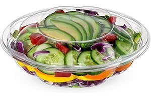 Gusto [50 Sets - 18 oz.] Clear Salad Bowls with Lids, Disposable Salad Containers for Lunch - Perfect for Takeout, Salads, an
