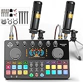 Podcast Equipment Bundle for 2, Audio Mixer Voice Change with XLR Dynamic Microphone, Perfect for Vocal Recording, Podcasting, Streaming,Video Vocals, Singing, PC, Phone, TikTok, COMMANDER M100 3rd
