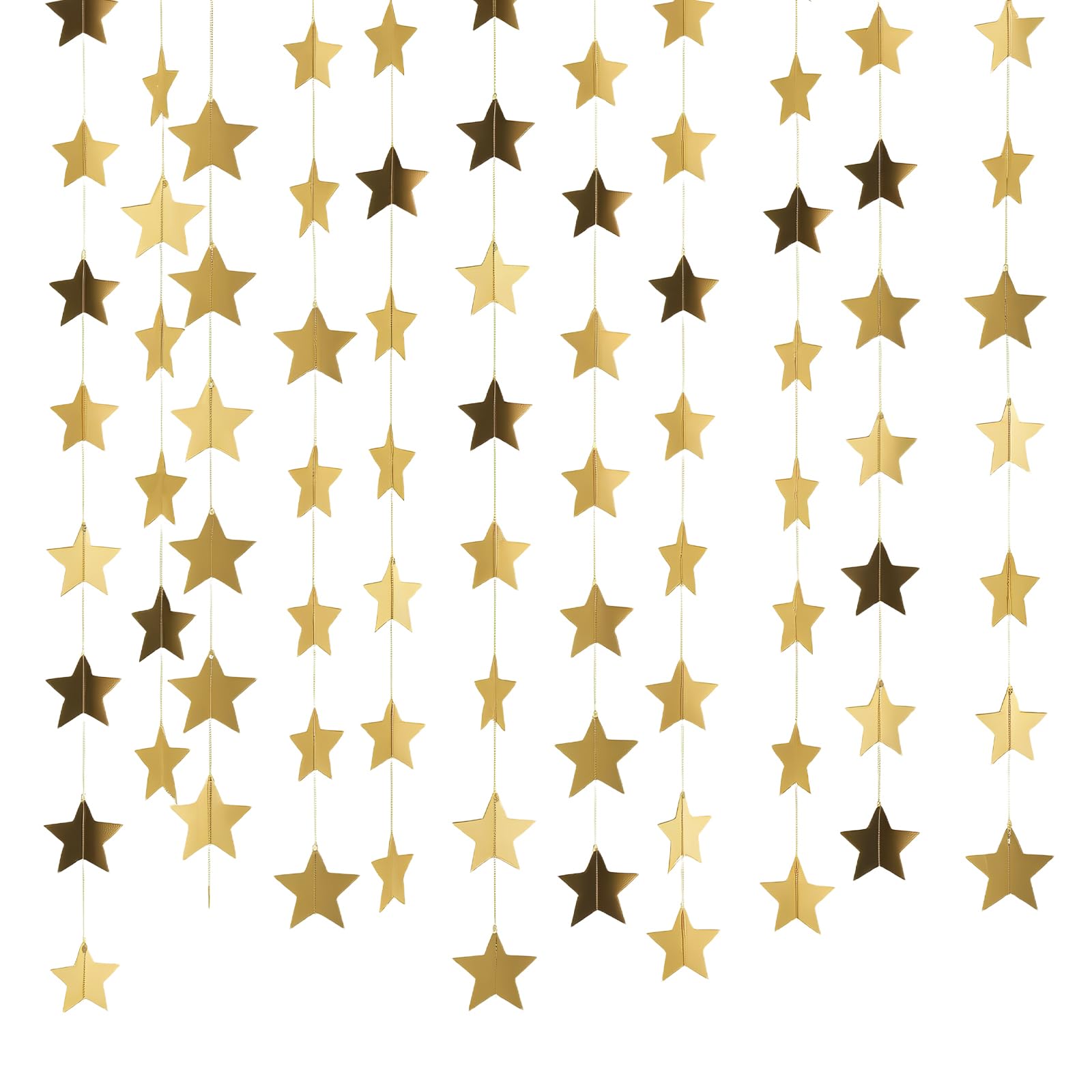 AYESY Reflective Star Paper Garland, 78 Feet Glitter Gold Star Bunting Banner Hanging Decoration Twinkle Little Star Party Garlands Star Garland Streamer Kit for Birthday Holiday Wedding (Gold) — image 1