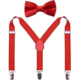GUCHOL Child Kids Suspenders Bow Tie for Boys and Girls Adjustable Elastic Classic Accessory Sets Age 1 to 13 Year