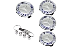SonneMond Compatible with 4Pcs 75mm/2.95'inch Car Wheel Center Hub Caps, 4Pcs Car Tire Valve Air Caps and 1PC Key Chain (Blue) (DP-B111)