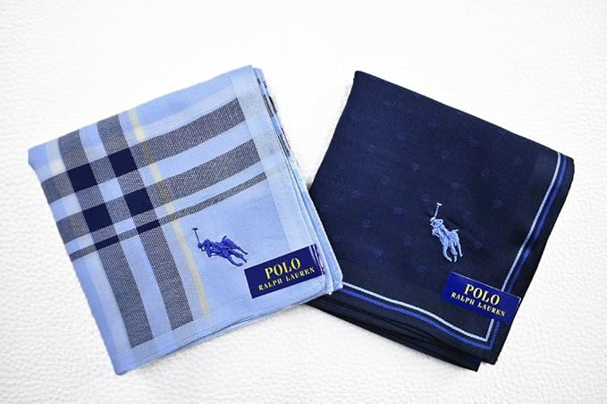 Amazon ラルフローレン Ralph Lauren メンズ ハンカチ 2枚セット ライトブルー チェック ネイビー ドット ハンカチ 通販