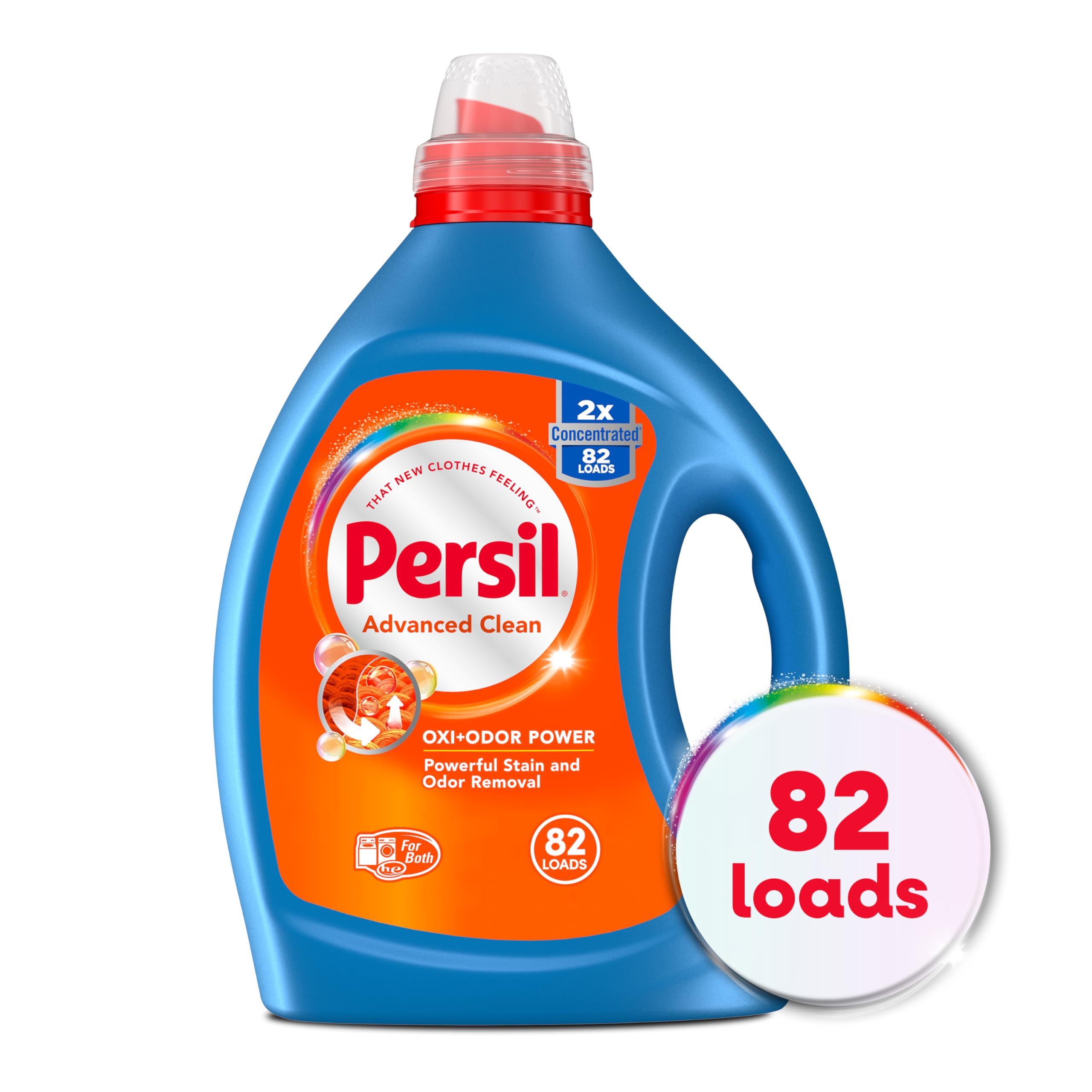 Photo 1 of Persil Advanced Clean Oxi+Odor Power, Liquid Laundry Detergent, High Efficiency (HE), Deep Stain Removal, Ultra Concentrated, 82.5 fl oz, 82 Loads