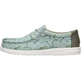 HEYDUDE Men's Wally Bluewater Slip On Loafer | Slip Resistant Traction | Breathable Textile Upper, Elastic Laces, Easy On System, Travel Ready, Removable Foam Insole, Rubber Traction Outsole