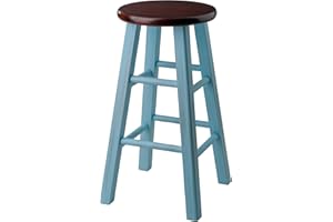 Winsome Wood Ivy Counter Stool, Rustic Light Blue and Walnut, 24"