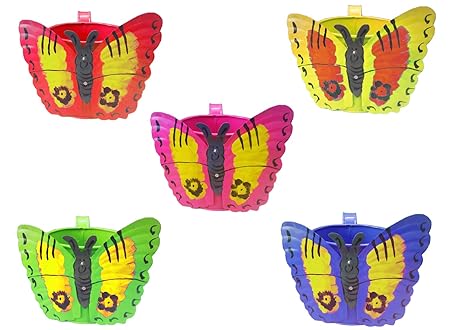 Go Hooked Butterfly Shaped Metal Hanging Planter Railing Planter Set of 5 (6 Inch