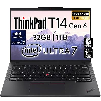 Lenovo ThinkPad T14 Gen 6 Business Laptop 14" FHD+ IPS, Intel Ultra 7 255U, 32GB DDR5 RAM, 1TB SSD, 5MP Webcam, Fingerprint, Backlit, Wi-Fi 6E, 2 Thunderbolt 4, AI PC, W11P