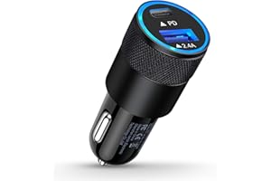 AILKIN 30W PD USB C Car Charger, USB Type C Fast Power Charging Block Dual Port USB A & USBC Plug Cargador Carro Lighter Adapter for iPhone, iPad, Samsung Galaxy, LG, Google Pixel, Moto, USB-C Port