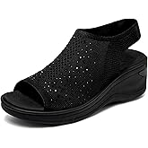 KOIMED Women's Comfortable Platform Walking Sandals With Memory Foam Open Toe Lightweight Breathable Soft Mesh Washable For Summer Travel Casual Beach Outdoor Sport