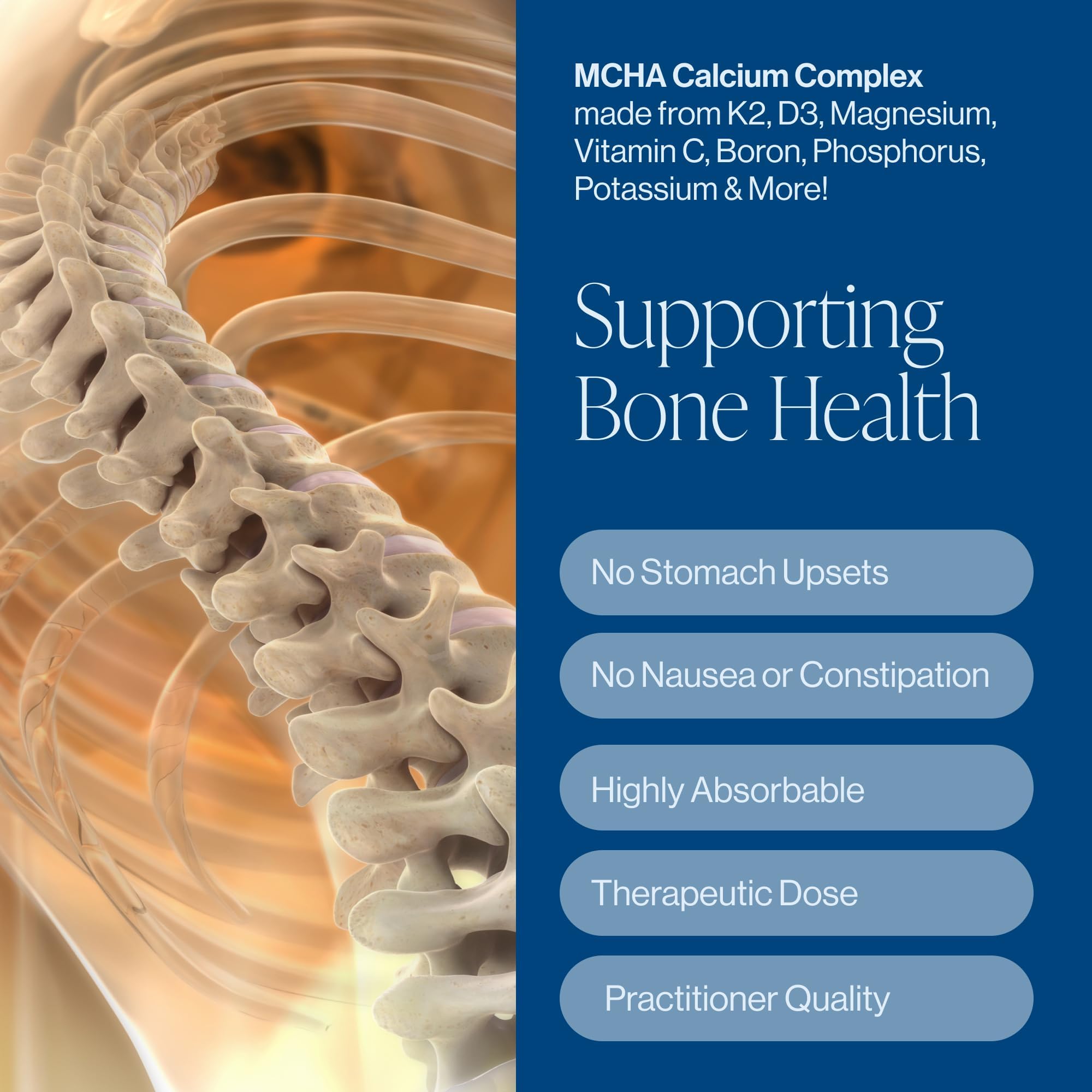 Calcium Supplement for Women & Men - Calcium Citrate & Hydroxyapatite + Vitamin D3 K2 Magnesium Zinc & More for Complete Bone Health, 180 Tablets