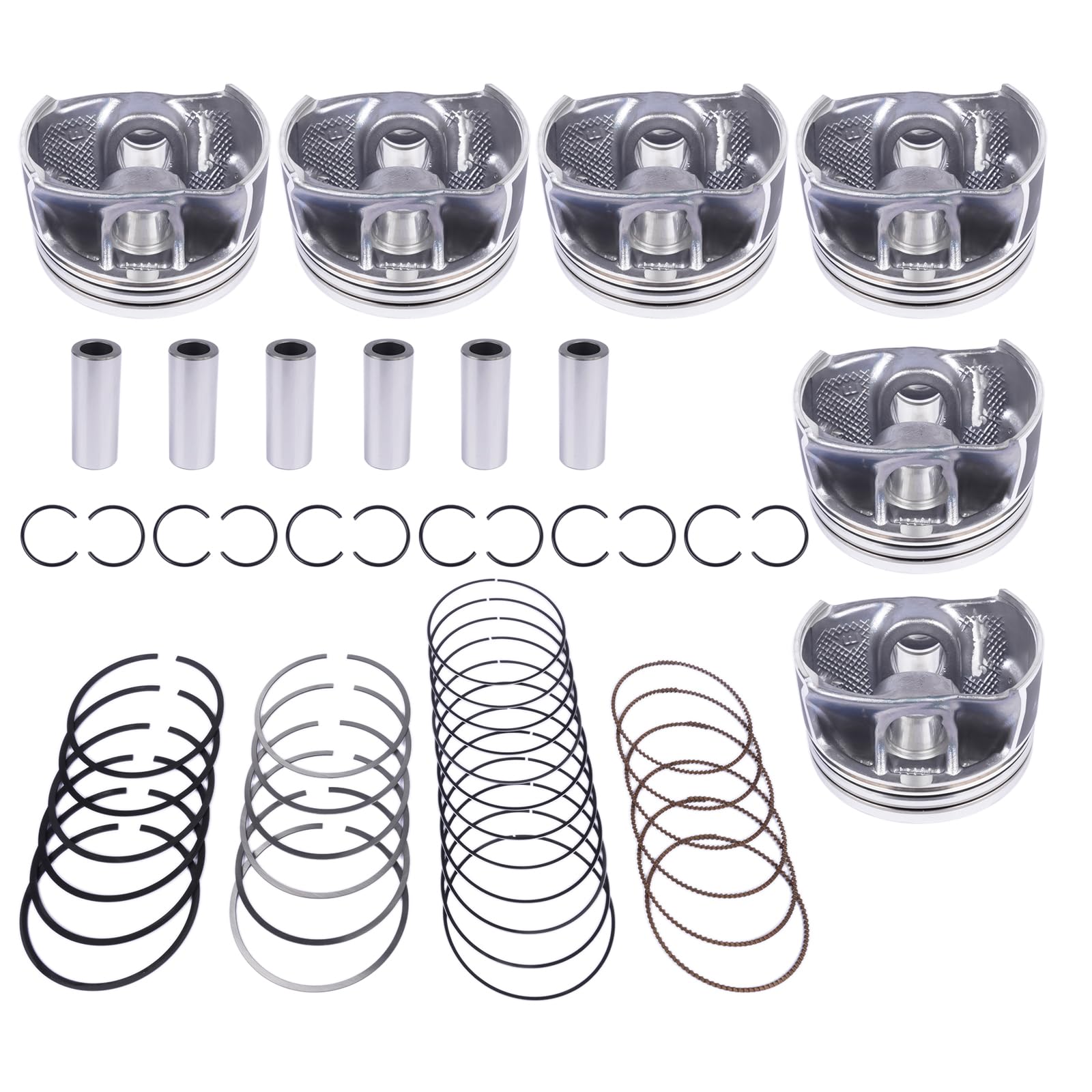 Photo 1 of Getanye 6x Pistons & Rings Set Replacement for Cayenne VW Touareg Audi A6 A7 A8 Q7 Q8 S4 S5 SQ5 3.0T V6 TFSI EA839 Engine Part# 06M107065AB, 06M107066AB, 06M107065AD/AK 9A710706530