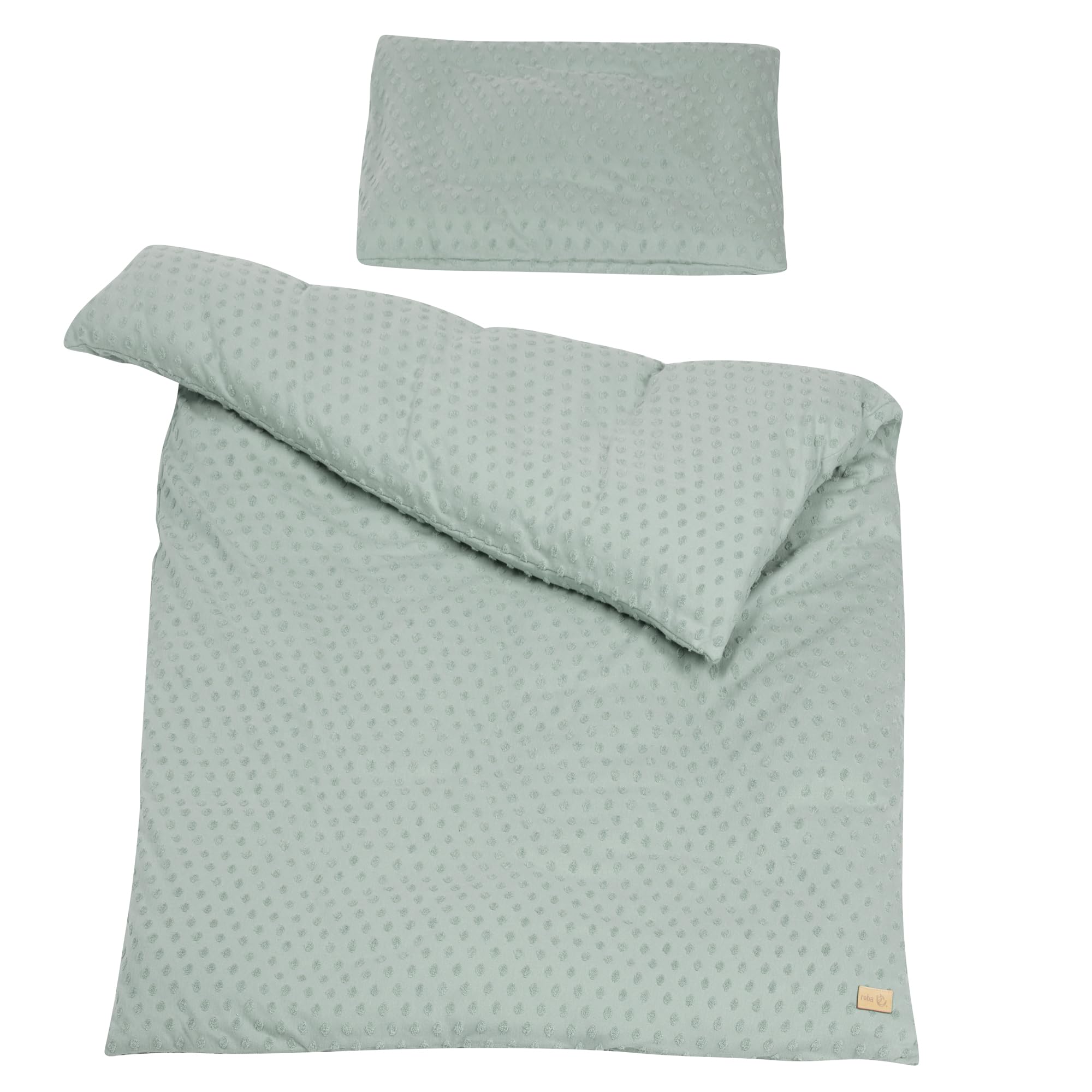 roba Lil Planet Organic Baby Bed Linen Set - 2 Pieces - Duvet Cover 100 x 135 cm + Pillow Case 40 x 60 cm - Organic Cotton Oeko-TEX® and GOTS Certified - Frosty Green