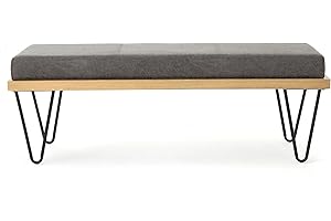 Christopher Knight Home Elisha Industrial Modern Microfiber Bench, Slate / Matte Black