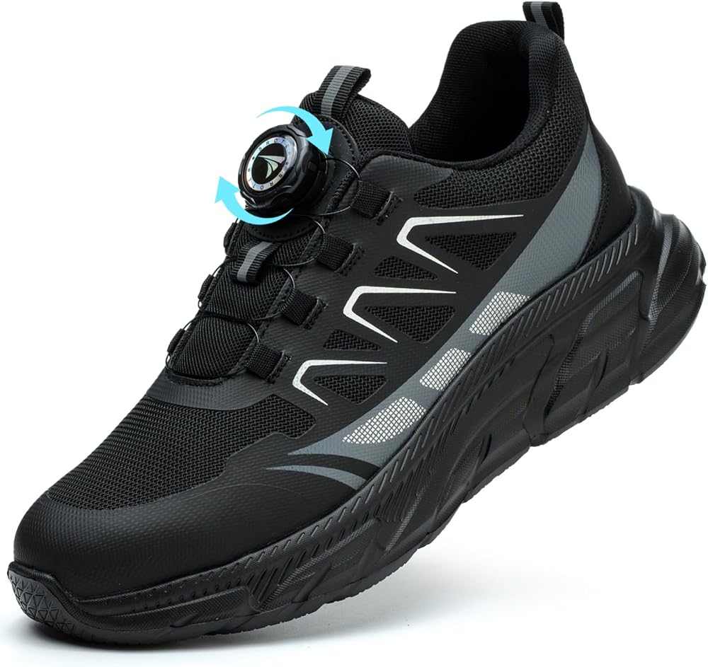 SOMIYAMI Safety Trainers Steel Toe Cap Shoes 9UK Black Lightweight Breathable