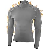 Roadbox Men's Thermal Compression Shirts Mock Turtleneck Long Sleeve, Fleece Lined Undershirt Base Layer for Winter Workout