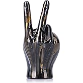 LCCCK Black and Gold Peace Sign Decor Hand Sculpture, Creative Peace Symbol Statue Desk Decor, Black Gold Home Decor Centerpieces - for Office Living Room Bedroom Entrance Tv Cabinet Decoration