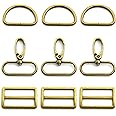 MELORDY 15Pcs Metal Swivel Snaps Hooks with D Rings and Tri-Glides Slide Buckles for Key Lanyard Purse Bag Straps Dog Collars DIY Sewing Hardware Craft (1-1/2 inch, Bronze)