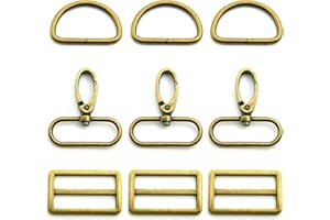 MELORDY 15Pcs Metal Swivel Snaps Hooks with D Rings and Tri-Glides Slide Buckles for Key Lanyard Purse Bag Straps Dog Collars DIY Sewing Hardware Craft (1-1/2 inch, Bronze)