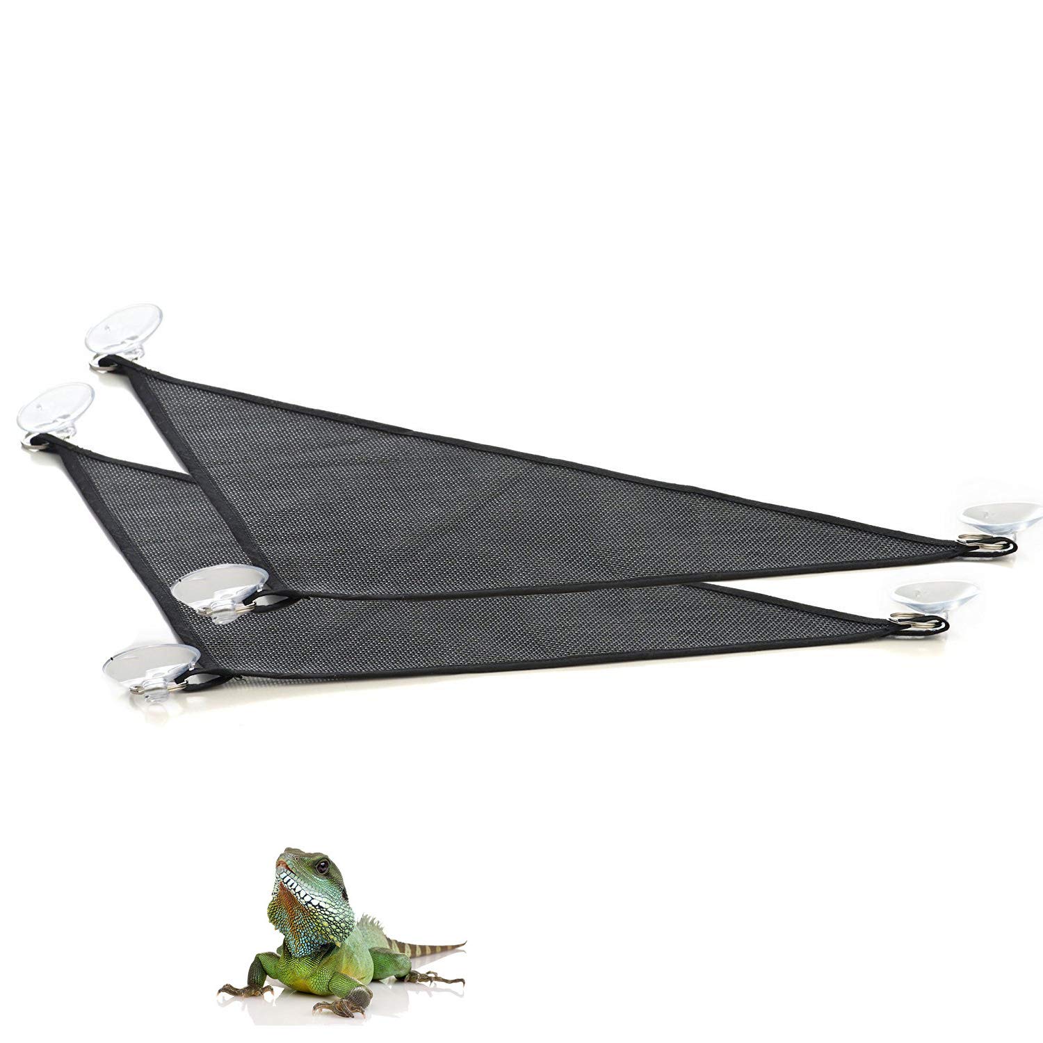 2 Pack of Reptile Hammock Set, Breathable Mesh Lizard Hammock, Lounger & Ladder Accessories Set for Large & Small Bearded Dragons Anole Geckos Lizards or Snakes