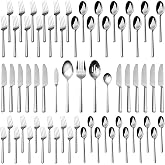 Alata Potter 65-Piece Forged Silverware Set, Service for 12 &ndash; Premium Stainless Steel Flatware Set, Modern Design with Satin Finish, Ideal for Home, Kitchen, Party, Camping