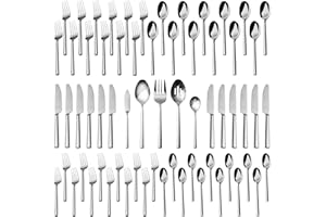 Alata Potter 65-Piece Forged Silverware Set, Service for 12 – Premium Stainless Steel Flatware Set, Modern Design with Satin Finish, Ideal for Home, Kitchen, Party, Camping