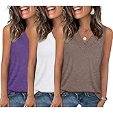 EyMuse 3 Pack Women's V Neck Tank Tops Summer Casual Sleeveless Basic Tee Shirts 2026 Fashion Beach Vacation Clothes