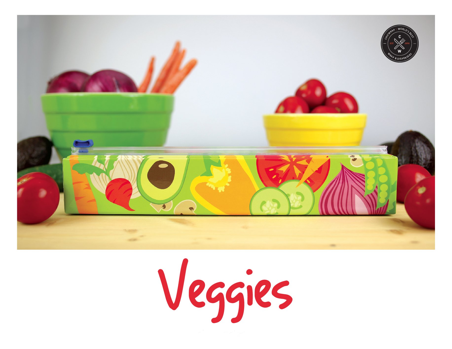 Chicwrap Veggies Refillable Plastic Wrap Dispenser/Slide Cutter and 250' of 885299884100 eBay