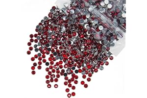 qiipii 5300PCS 3mm Crystal Dark Red Resin Rhinestones for Crafting Flatback Siam Red Stones Bulk SS10 Non-Hotfix Ruby Diamonds Crystals Gems Charms for Nails Face Eyes Makeup Tumblers Bottles Crafts