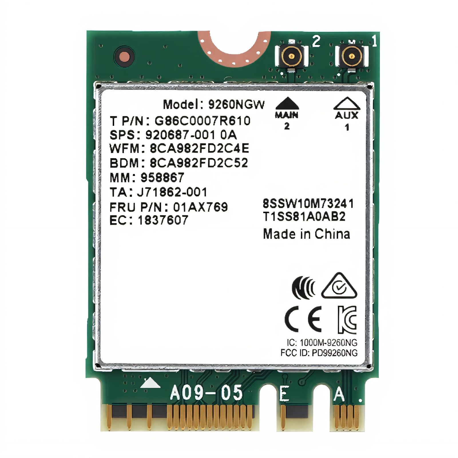 WIFI Card, 2.4G/5G Dual-Band Wireless Bluetooth 2-in-1 WiFi Card, 1.73Gbps Super Speed WiFi Bluetooth Network Card WLAN Adapter for PC/Laptops with NGFF M.2 Slot, Support IEEE 802.11a/b/g/n/ac