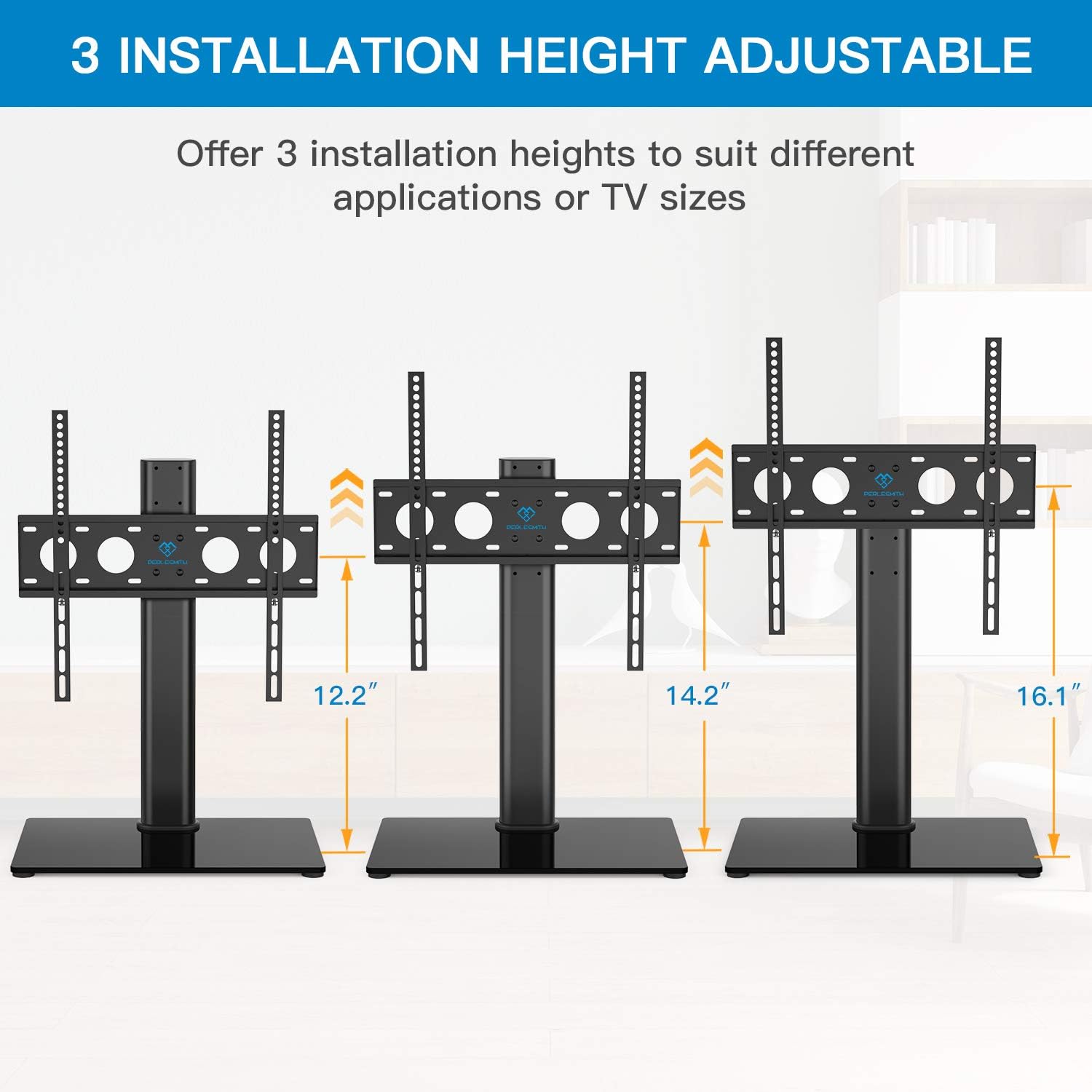 Universal TV Stand - Table Top TV Stand for 32-47 Inch LCD LED TVs - Height Adjustable TV Base Stand with Tempered Glass Base & Wire Management & Security Wire, Holds Up to 88lbs, VESA 400x400mm: Electronics