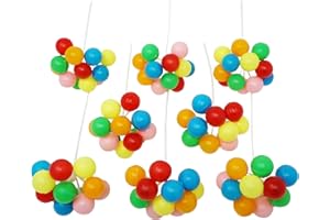 CALCASTLE CRAFT Rainbow Balloon Cluster Cake & Cupcake Decorative Topper & Pick - 8 Clusters Per Pack, 7 Inch Long