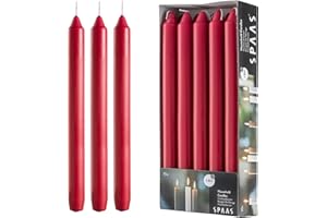 RAMBUE Red Taper Candles for Christmas - Set of 10 Red Candlesticks - Dripless Red Candle Sticks for Dinner Table, Home Decoration, Holidays - 8 Hour Burn Time - 9.5" Christmas Taper Candles