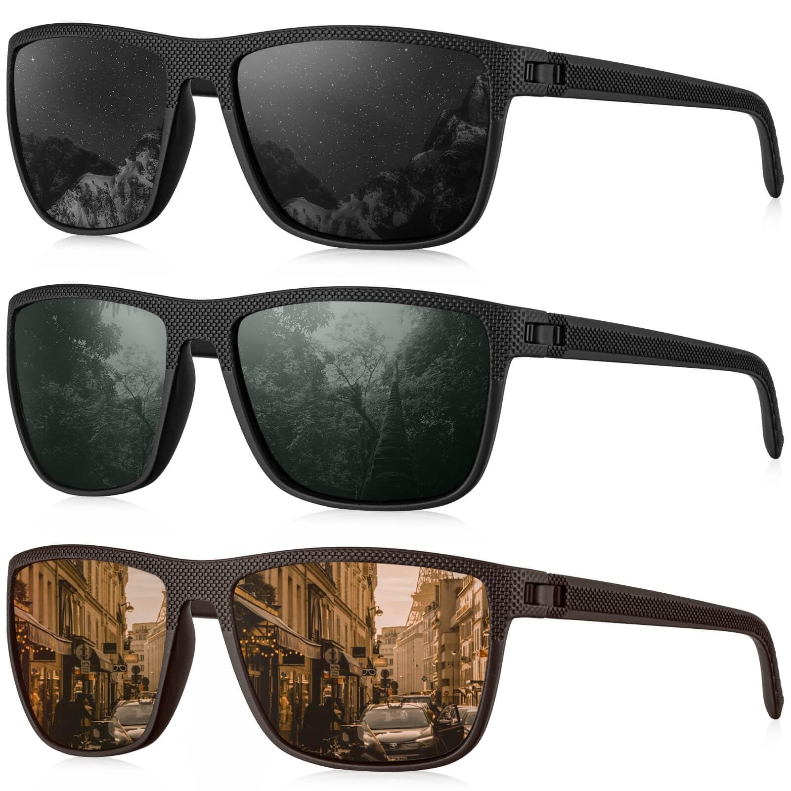 Photo 1 of KALIYADI Polarized Sunglasses Men, Lightweight Mens Sunglasses Polarized UV Protection Driving Fishing Golf (Black/G15/Brown)