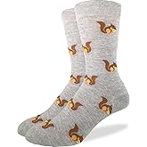 Good Luck Sock Men's Squirrels Crew Socks,Grey,Shoe: 7-12